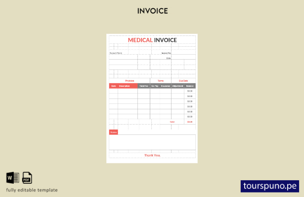 lista para imprimir plantilla de factura médica editable